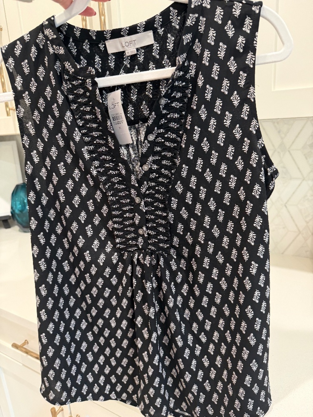 LOFT black/white blouse, Women's M, NWT